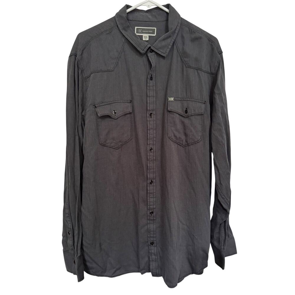INC International‎ Concepts Button Down Long Sleeve Shirt Men's XXL Gray 2XL